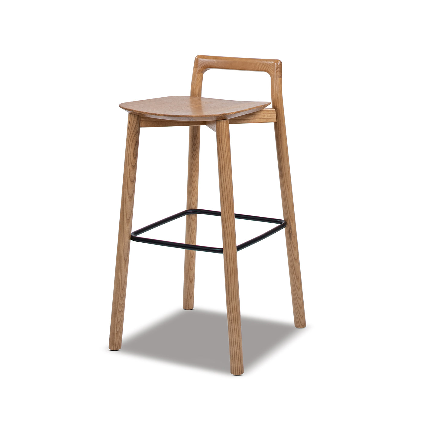 Sven 30" Modern Minimalist Low Back Wood Barstool, Natural Blonde Ash Wood