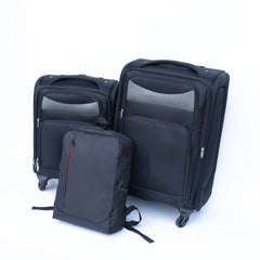 (20+24) Travel case two-piece suitcase set Oxford trolley case without password lock universal wheel + Oxford cloth backpack  BLACK