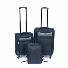 (20+24) Travel case two-piece suitcase set Oxford trolley case without password lock universal wheel + Oxford cloth backpack  BLACK