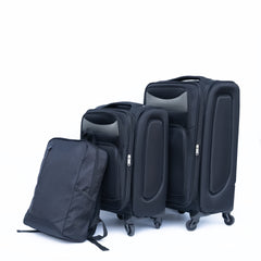 (20+24) Travel case two-piece suitcase set Oxford trolley case without password lock universal wheel + Oxford cloth backpack  BLACK