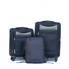 (20+24) Travel case two-piece suitcase set Oxford trolley case without password lock universal wheel + Oxford cloth backpack  BLACK