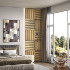 HOMCOM 24" x 24" Wood Panels for Wall, 4 Pack Acoustic Panels, Sound Absorbing Slat Wall for Wall Decor, Home, Oak