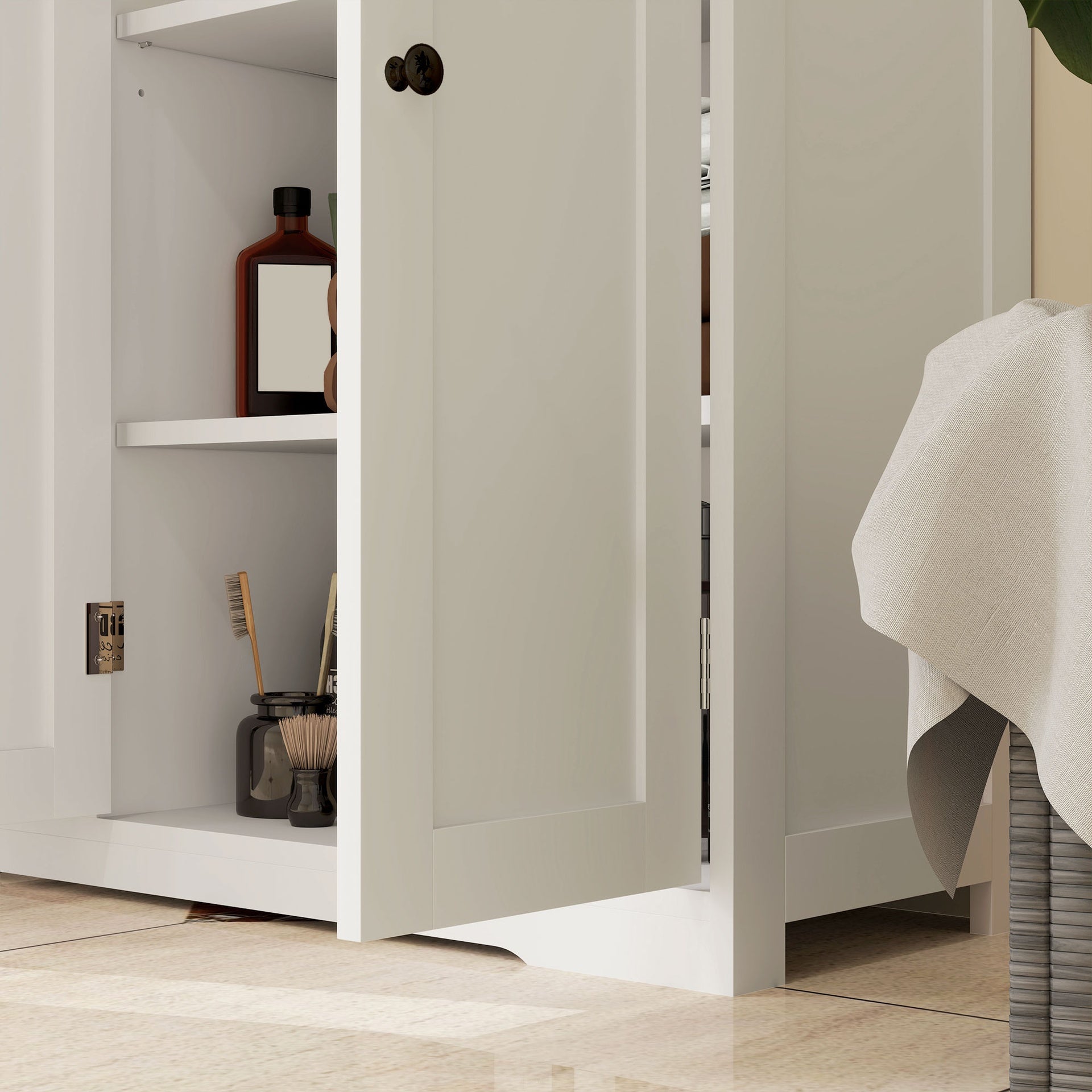 HOMCOM Freestanding Bathroom Floor Cabinet, Modern Bathroom Cabinet with Adjustable Shelf, 4 Drawers and 2 Doors, White