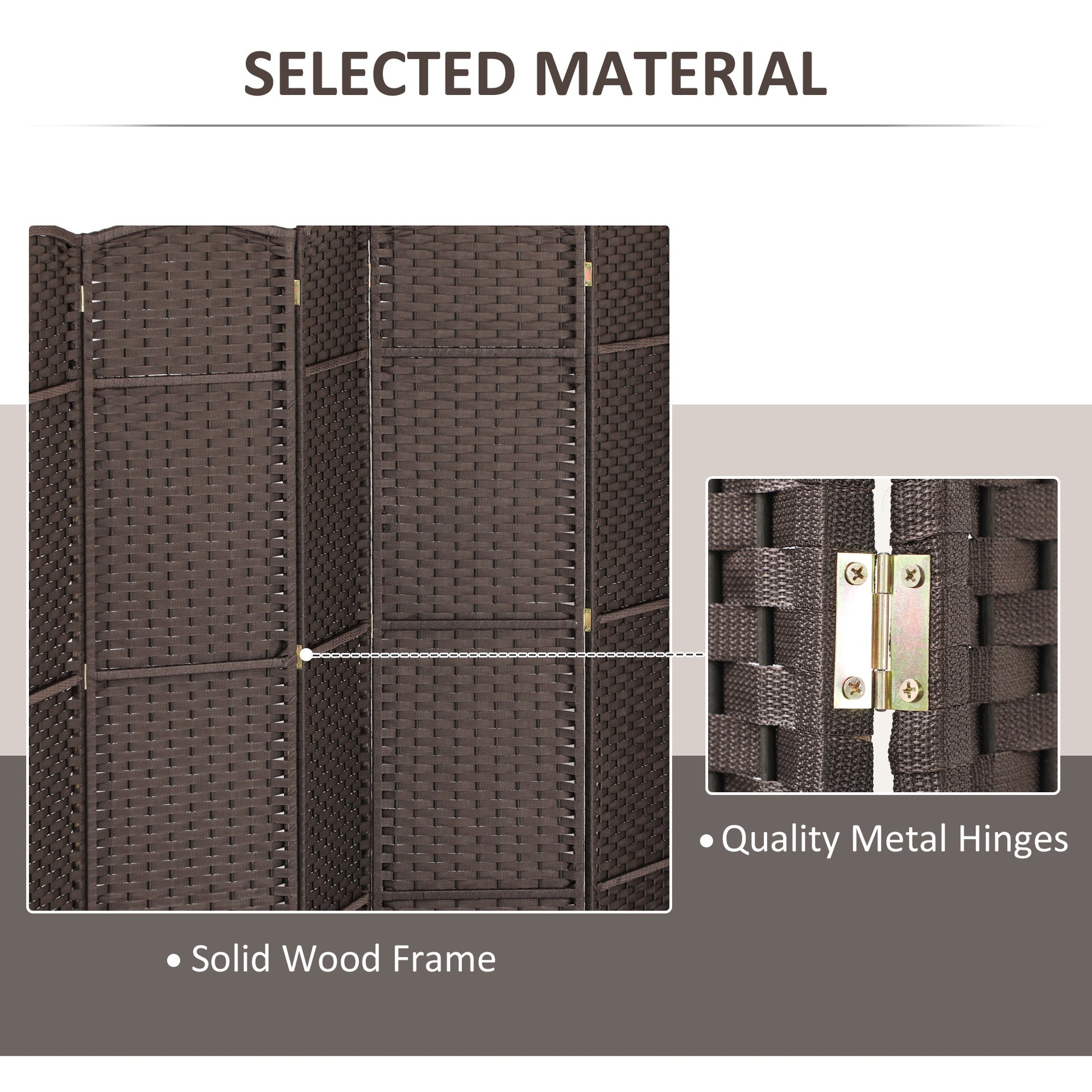 HOMCOM Folding Room Divider Screen 8 Panel 5.6 ' Tall Privacy Screen Freestanding Room Partition for Home Office, Brown