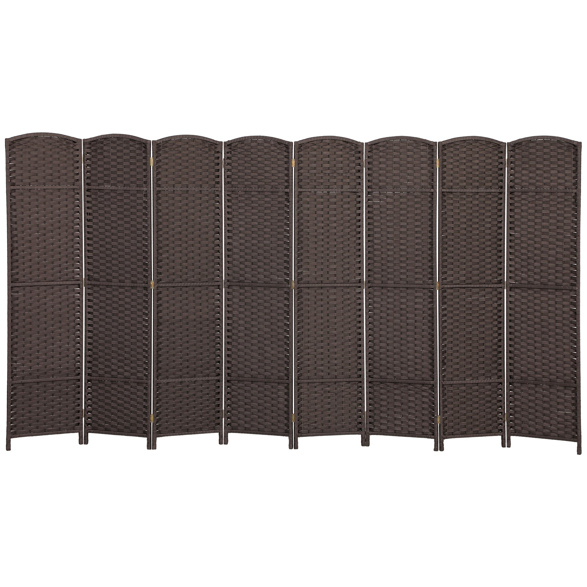 HOMCOM Folding Room Divider Screen 8 Panel 5.6 ' Tall Privacy Screen Freestanding Room Partition for Home Office, Brown