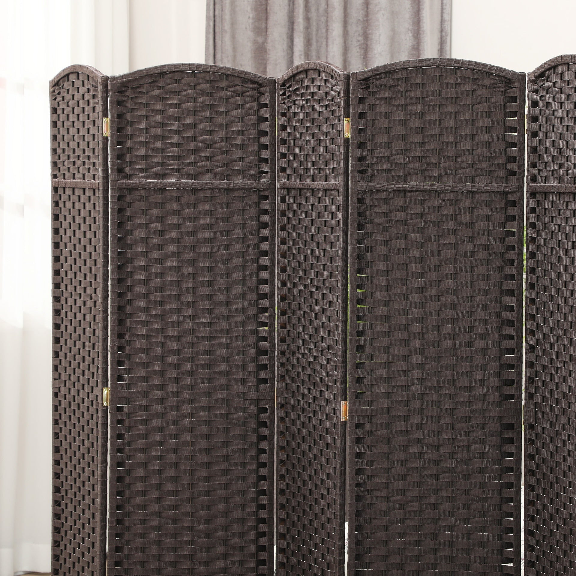 HOMCOM Folding Room Divider Screen 8 Panel 5.6 ' Tall Privacy Screen Freestanding Room Partition for Home Office, Brown