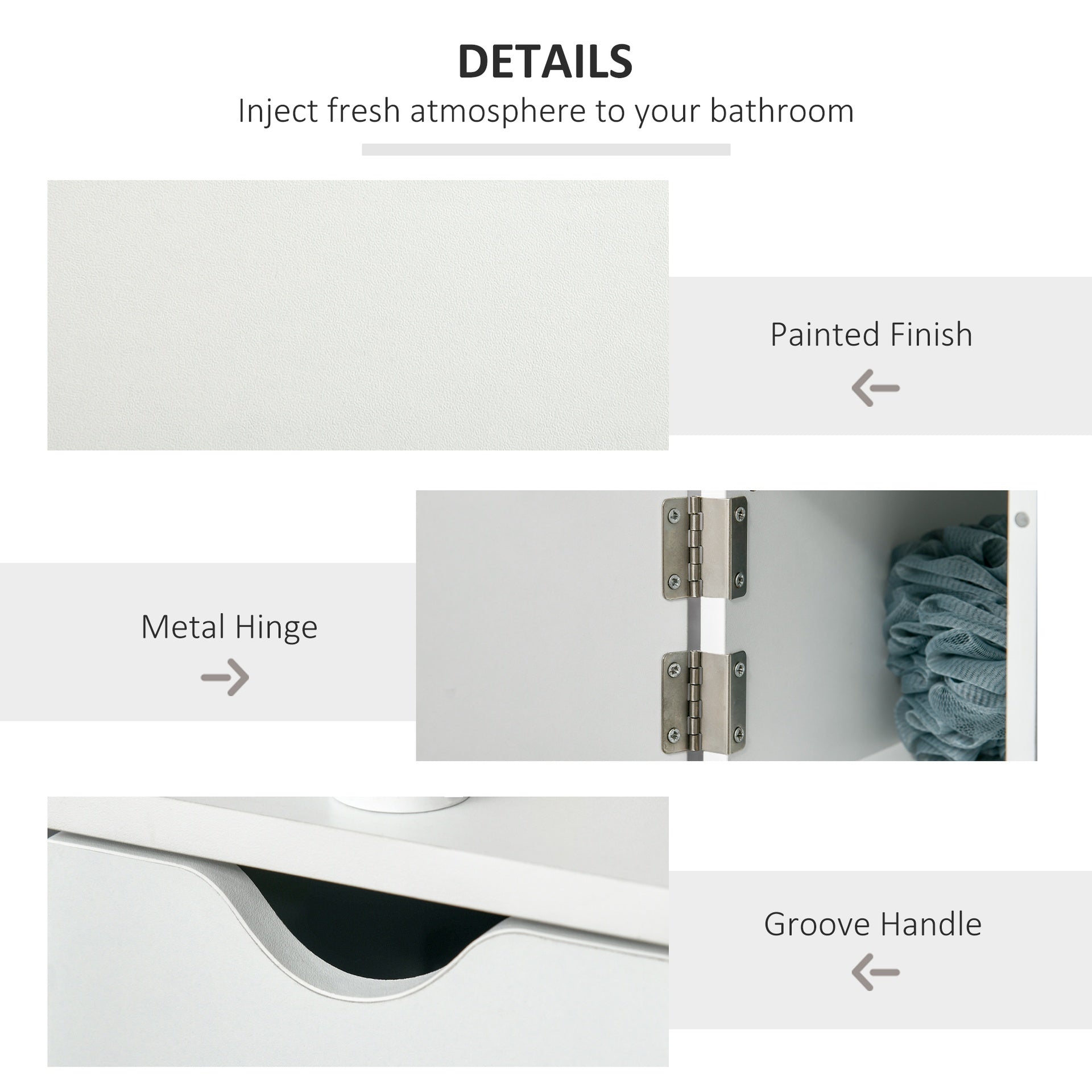 kleankin Bathroom Storage Cabinet with Open Shelves, White
