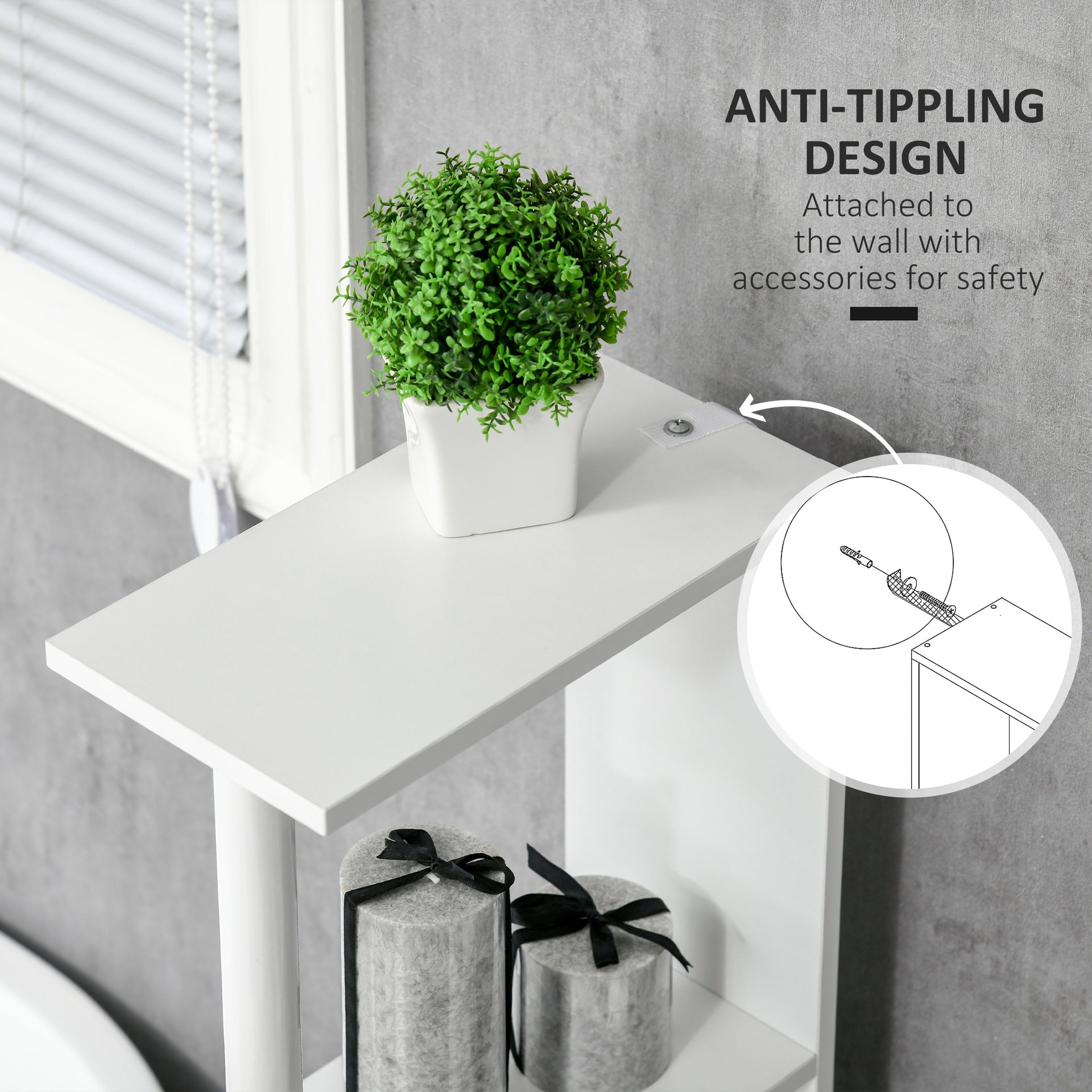kleankin Bathroom Storage Cabinet with Open Shelves, White