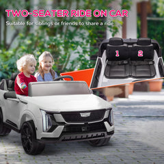 Qaba 2-Seater 12V 10AH Ride on Truck, Cadillac Escalade Licensed Electric Car for Kids w/ Spring Suspension Wheels, White