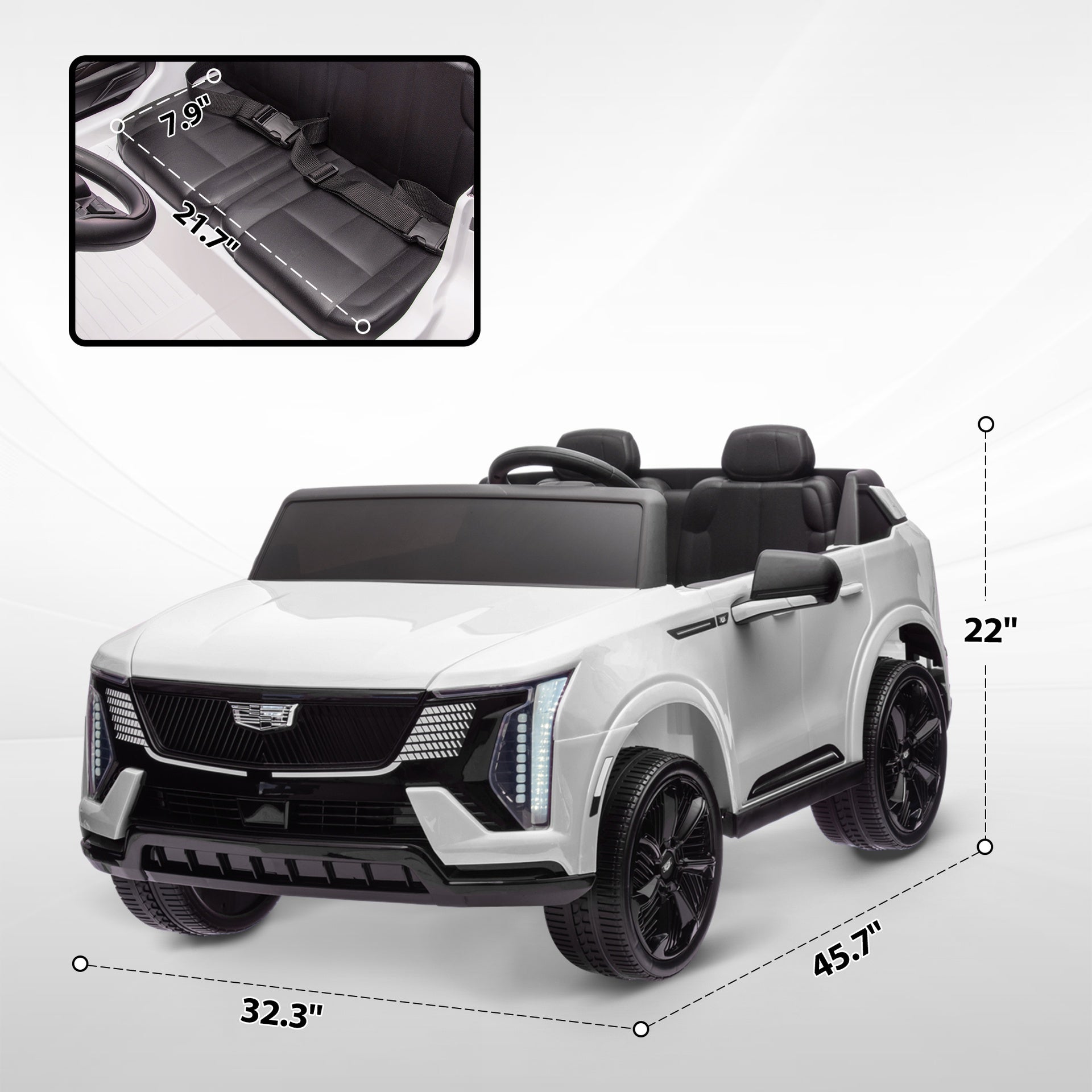 Qaba 2-Seater 12V 10AH Ride on Truck, Cadillac Escalade Licensed Electric Car for Kids w/ Spring Suspension Wheels, White