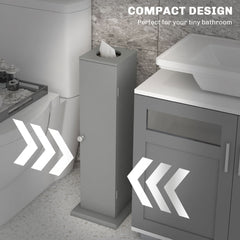 HOMCOM Small Toilet Paper Cabinet, Bathroom Corner Cabinet with Doors and Shelves for Paper Shampoo, Gray