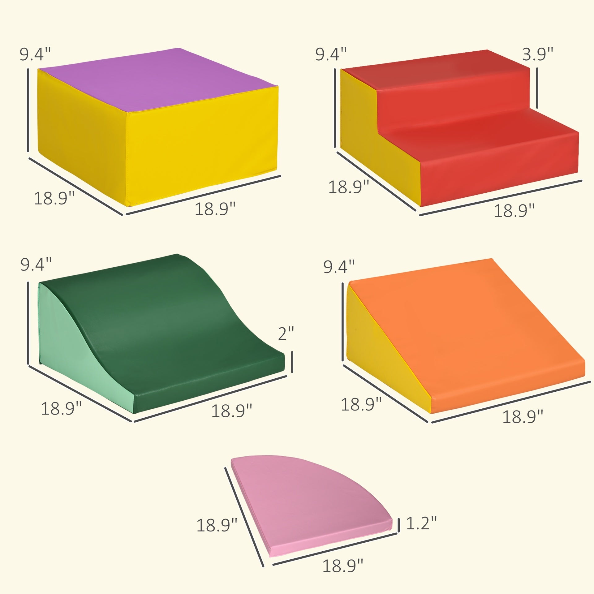 Qaba 6-Pieces Foam Climbing Blocks for Toddlers 1-3 Years, Soft Play Set for Climb and Crawl, Assorted