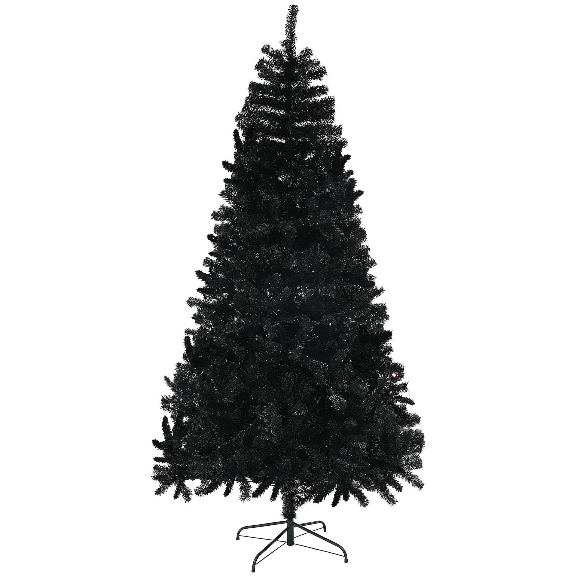 HOMCOM 7.5ft Unlit Artificial Black Christmas Tree, Holiday Decor with 1346 Branch Tips, Auto Open and Steel Base