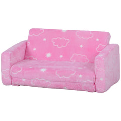 Qaba Couch with Glow in the Dark Cloud Pattern, Washable Cover, Pink