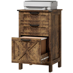 HOMCOM Vertical File Cabinet with 3 Drawers, Rustic Farmhouse Office Storage Cabinet for A4, Letter Size, Rustic Brown