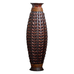 Handwoven Natural Bamboo Floor Vase, 38.97" Tall Boho Decorative Vase for Living Room Entryway, Rustic Farmhouse Woven Vase for Pampas Grass & Dried Branches