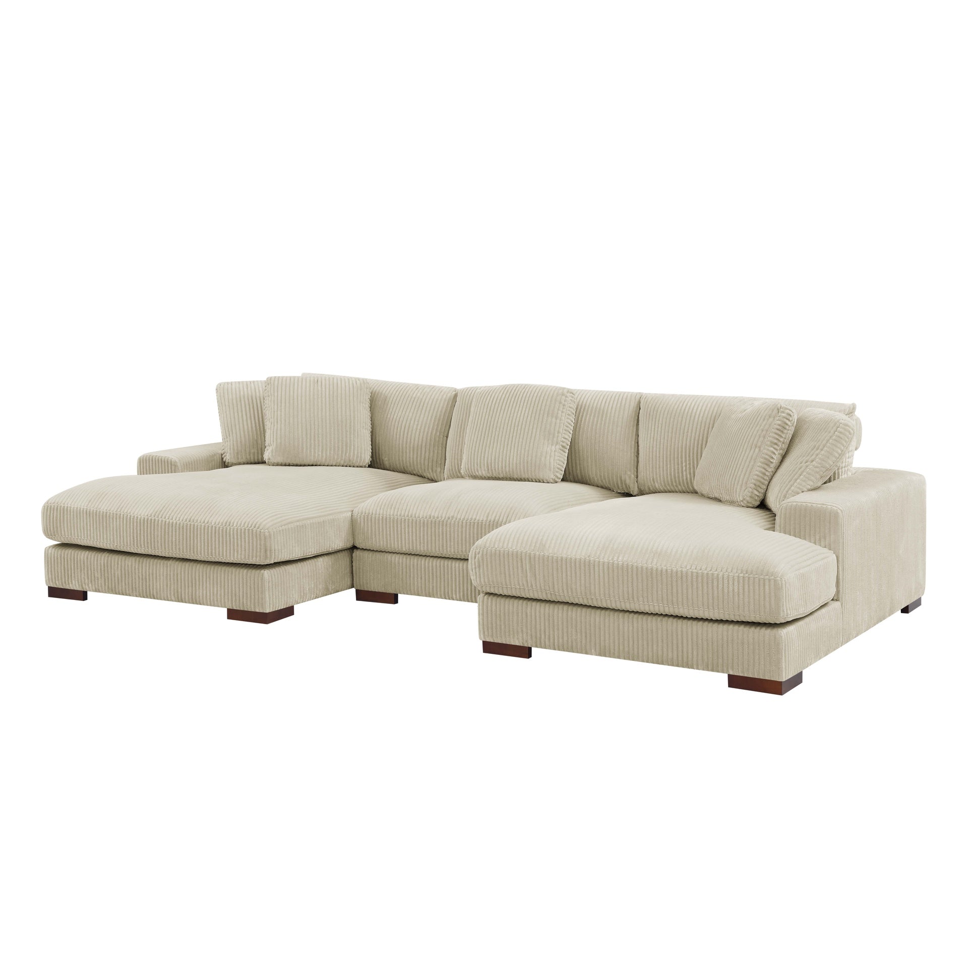 Large Seating Corduroy Upholstered Double Chaise Sectional