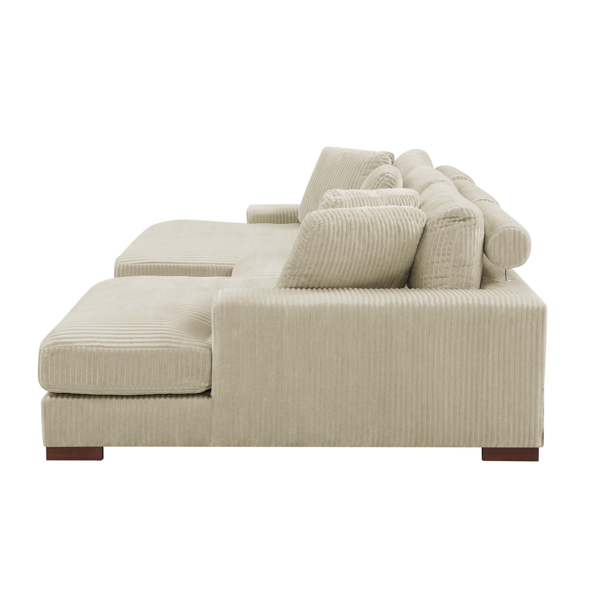 Large Seating Corduroy Upholstered Double Chaise Sectional