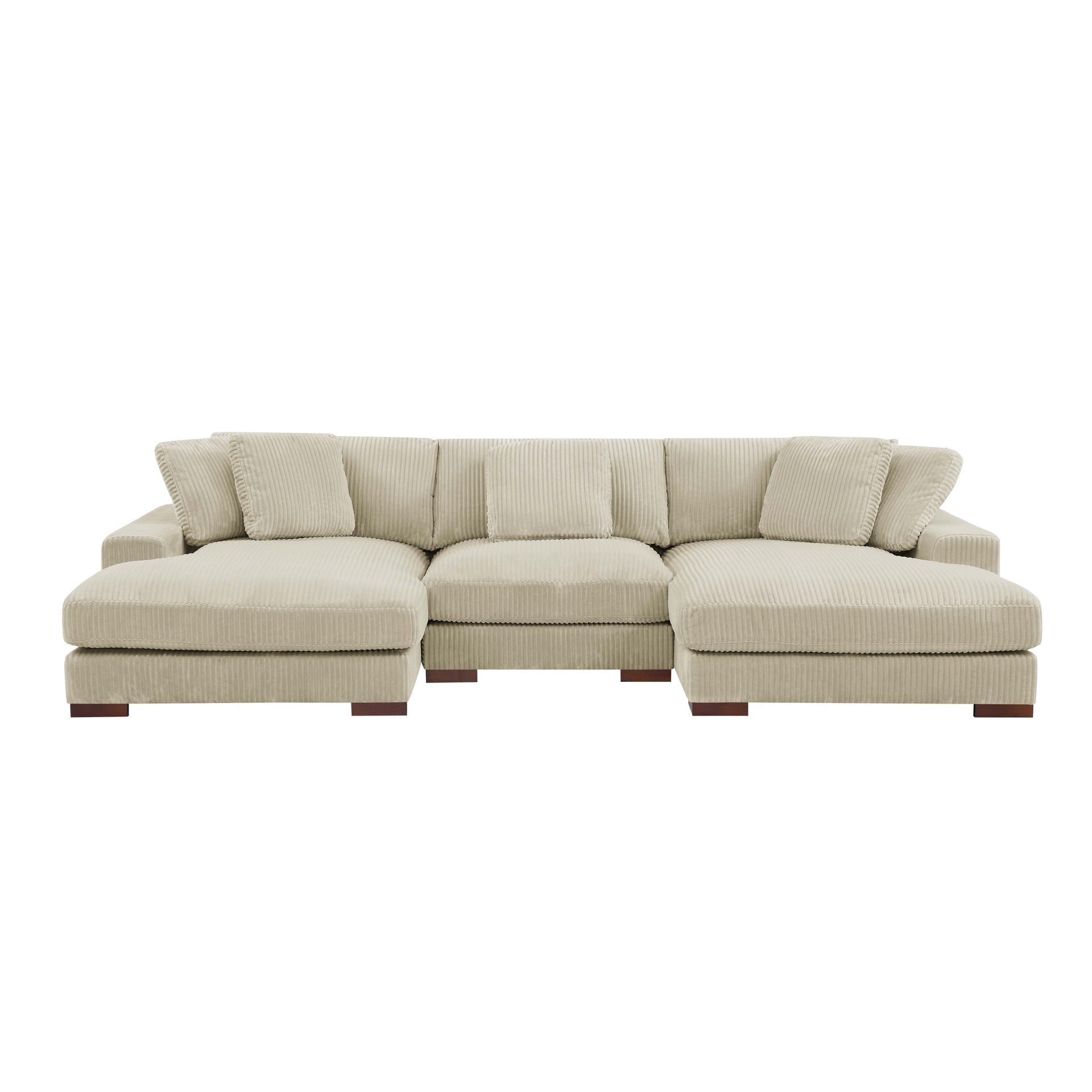Large Seating Corduroy Upholstered Double Chaise Sectional