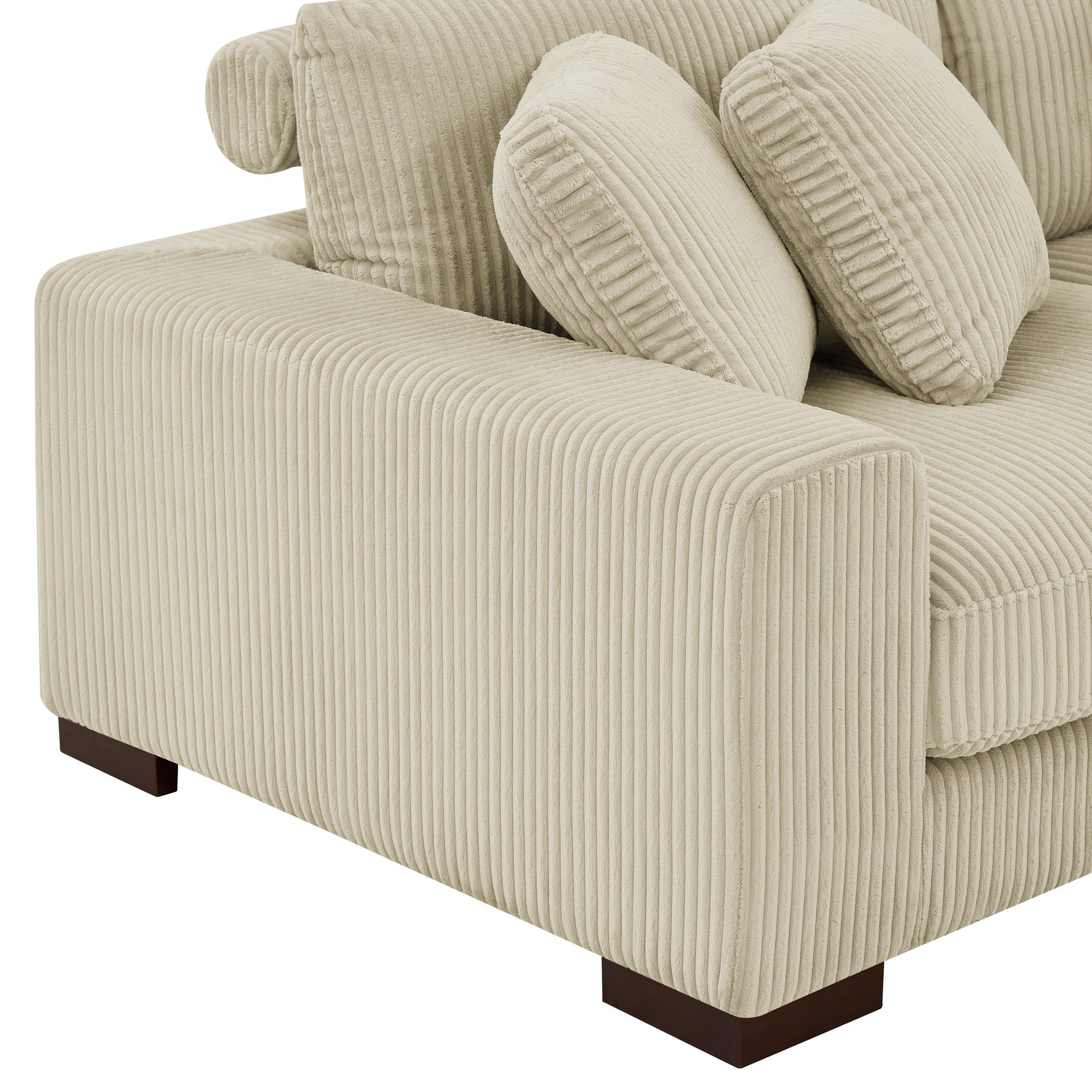 Large Seating Corduroy Upholstered Double Chaise Sectional