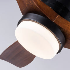 Hot sales 52 Inch Modern Black Ceiling Fan With Light 3 Solid Wood Blades Remote Control Reversible DC Motor With Dimmable LED