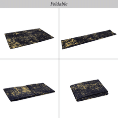 MAVAL Black Washable Rug 2' x 3' Doormat Rug (Black+Gold, 2' x 3')