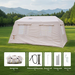 11 m ² Inflatable Tents for Camping, Blow Up Tent with Hand Pump, Easy Setup InflatableTent 4 Season Tent, Waterproof Oxford Air Glamping Tents for Camping Adult 4/6/8 Person