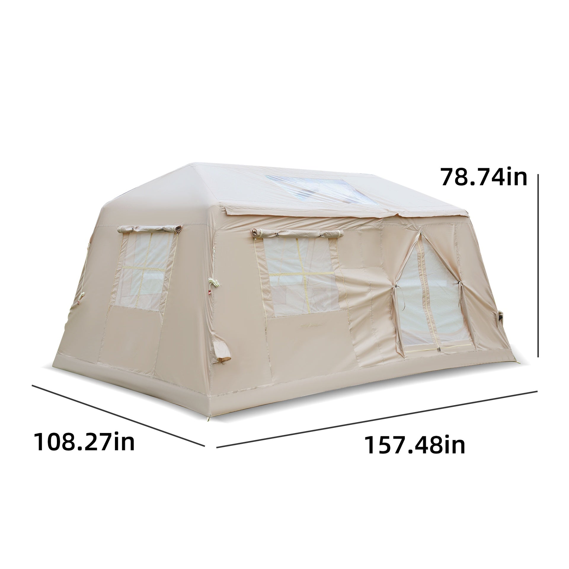 11 m ² Inflatable Tents for Camping, Blow Up Tent with Hand Pump, Easy Setup InflatableTent 4 Season Tent, Waterproof Oxford Air Glamping Tents for Camping Adult 4/6/8 Person