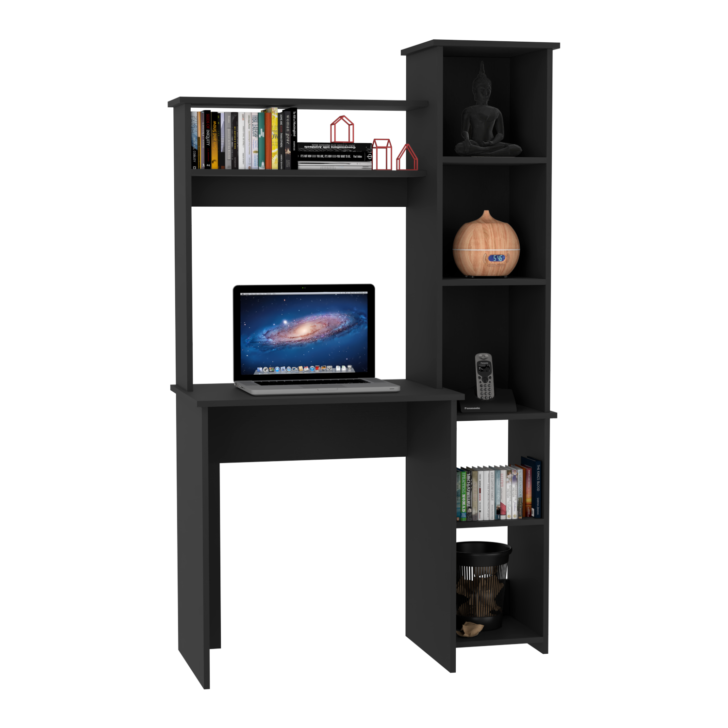 Desk Logan, Five Cubbies, Black Wengue Finish