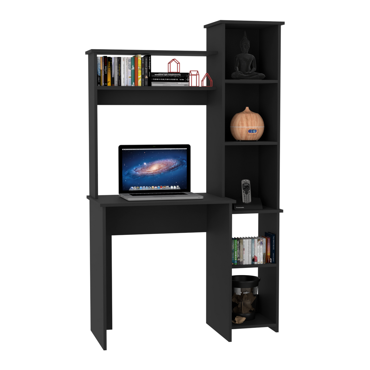 Desk Logan, Five Cubbies, Black Wengue Finish