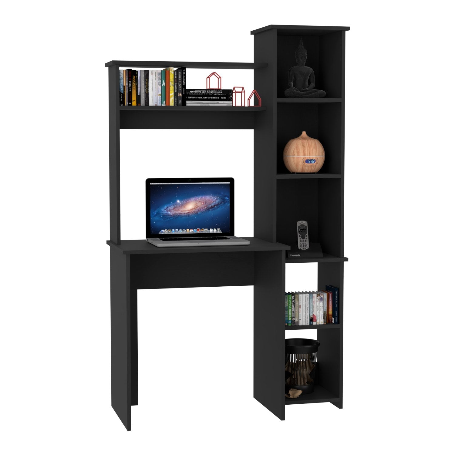 Desk Logan, Five Cubbies, Black Wengue Finish