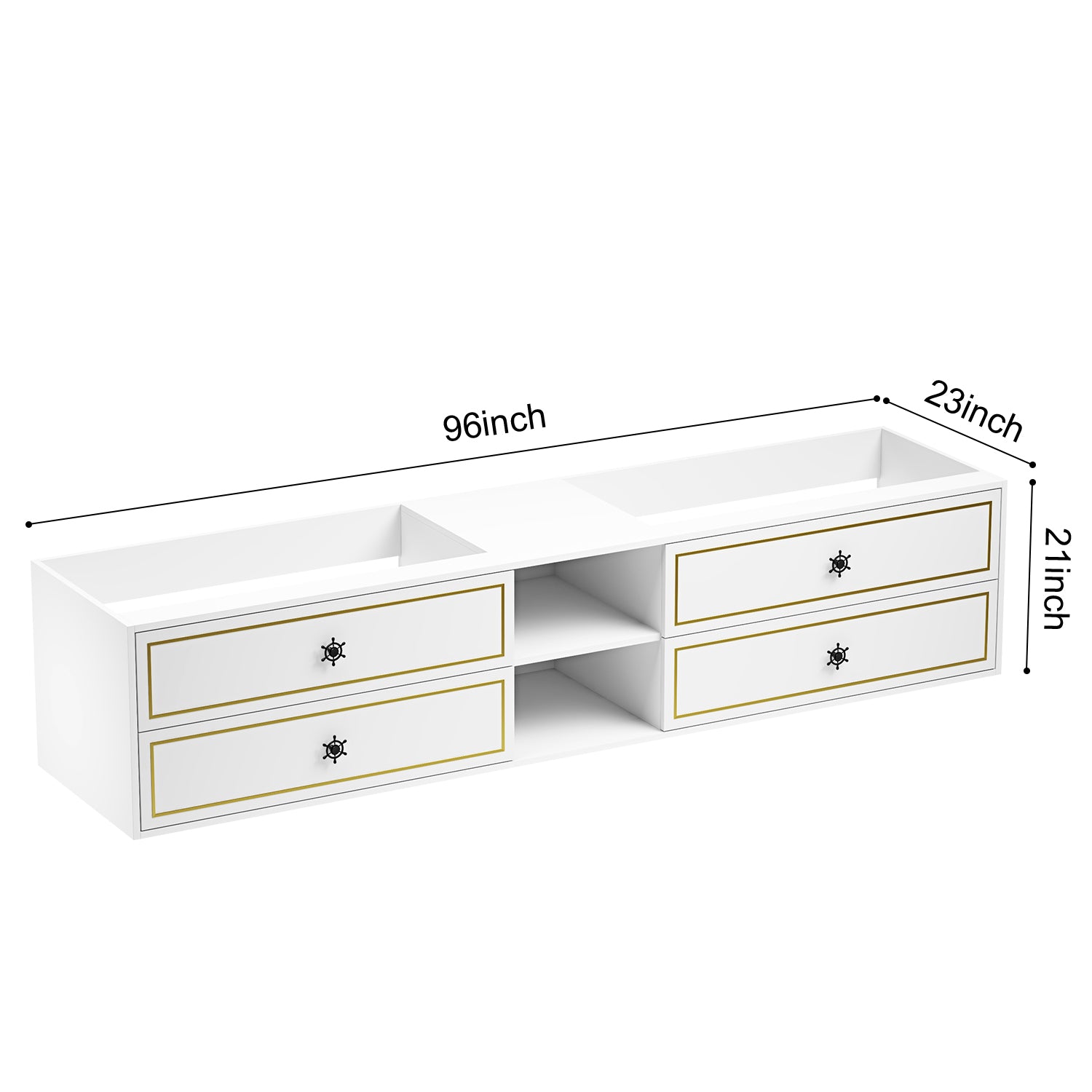 96" Wall Hung Bathroom Vanity Cabinet Fits Double Sinks, Cabinet Only (Countertop and Sinks Not Included)