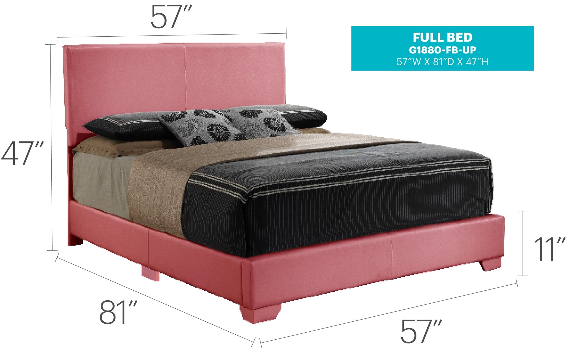 Charming Casual Pink Full Bed