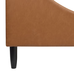 Aspen Vertical Tufted Headboard Platform Bed Set, King, Caramel Tan Brown Faux Leather