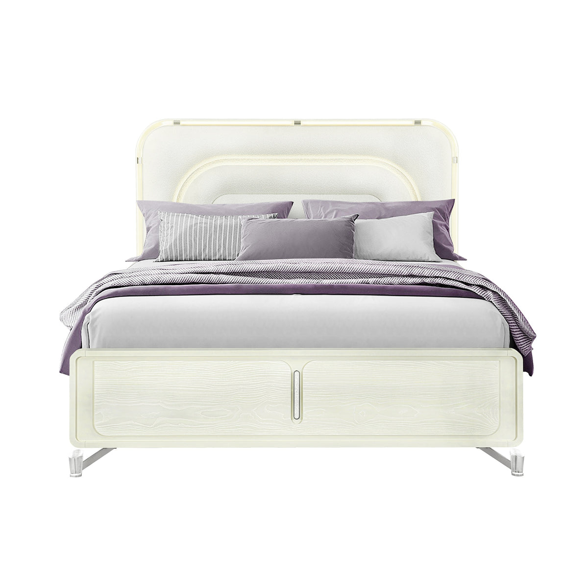 Nora Beige King Bed With LED