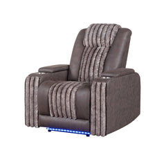 Duran Brown Power Recliner with Power Headrest and LED