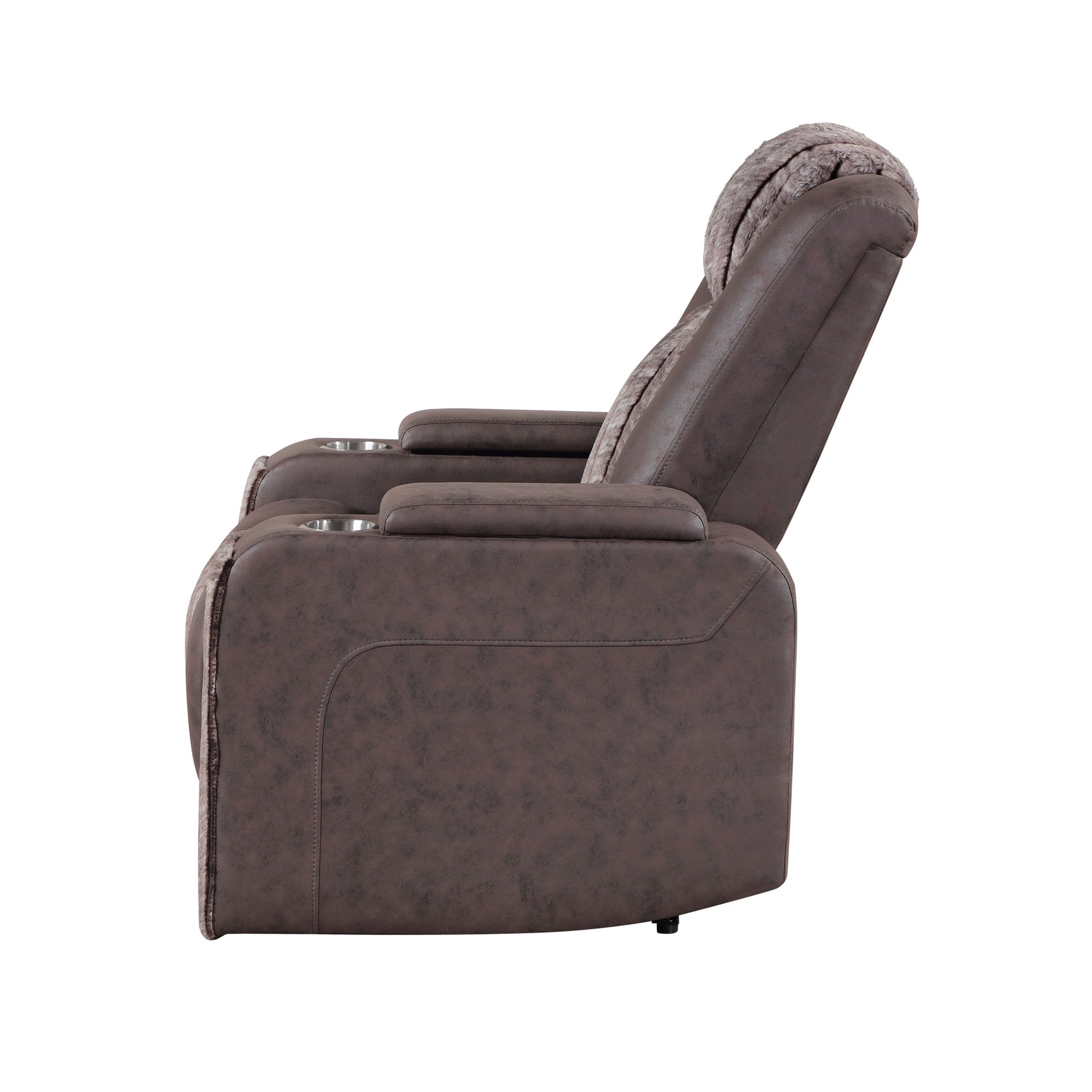 Duran Brown Power Recliner with Power Headrest and LED