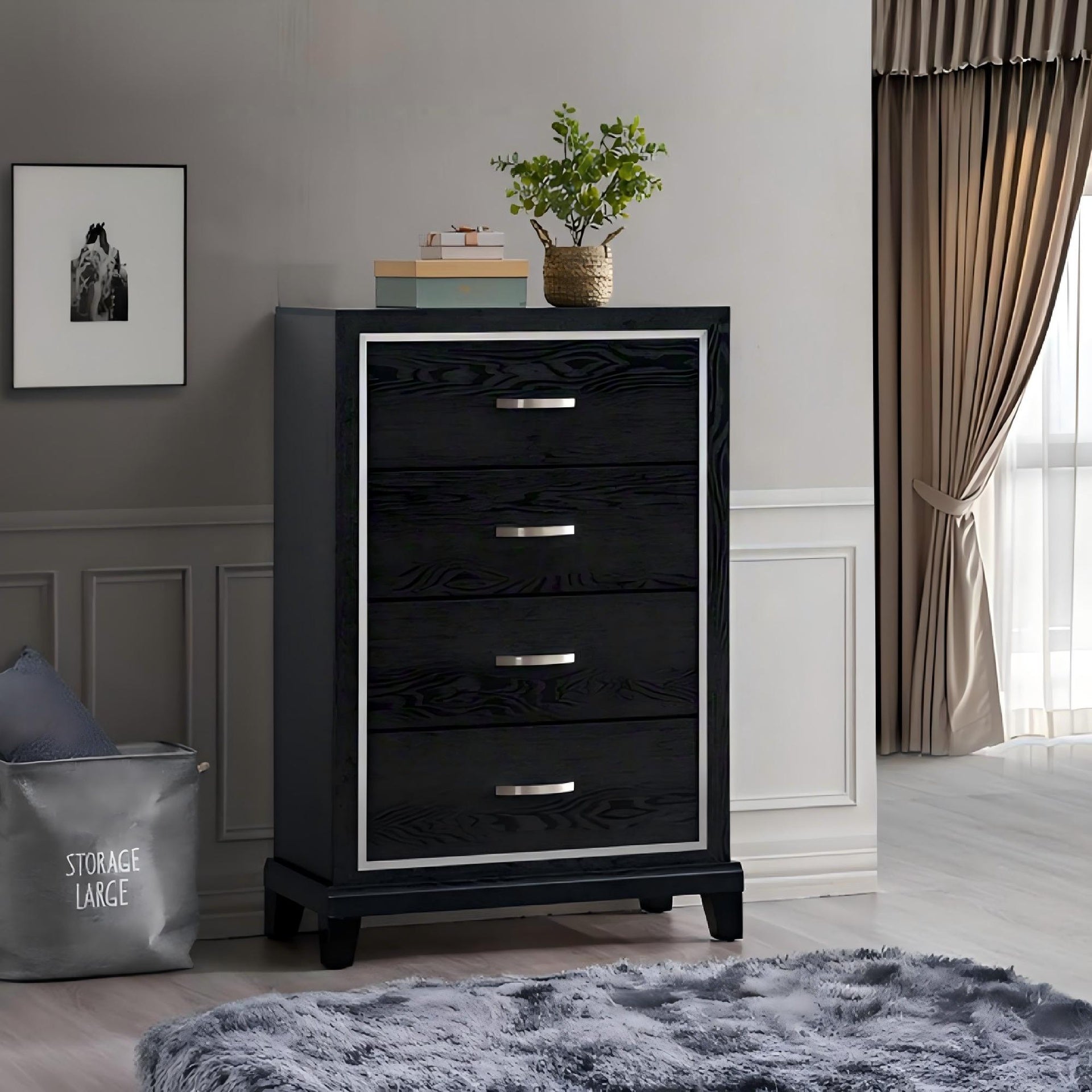 Livingston G02850-CH 4 Drawer Chest Black