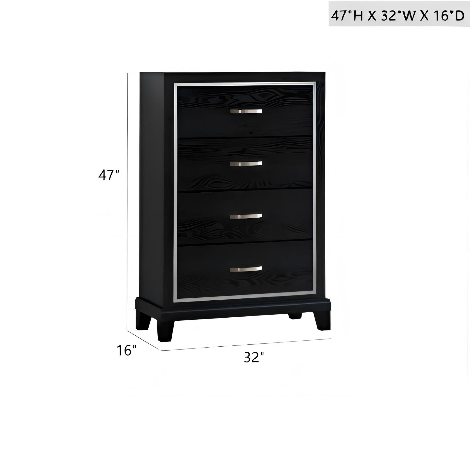 Livingston G02850-CH 4 Drawer Chest Black