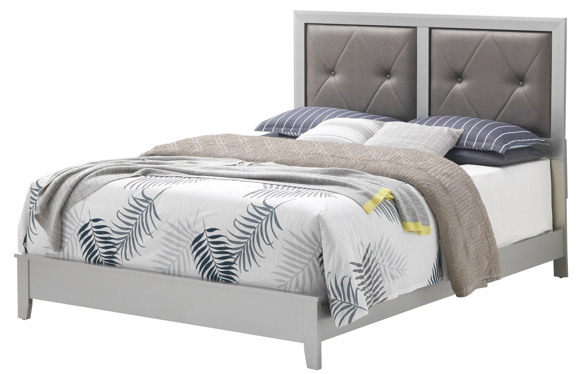 Elegant Transitional Full Bed In Silver Champagne