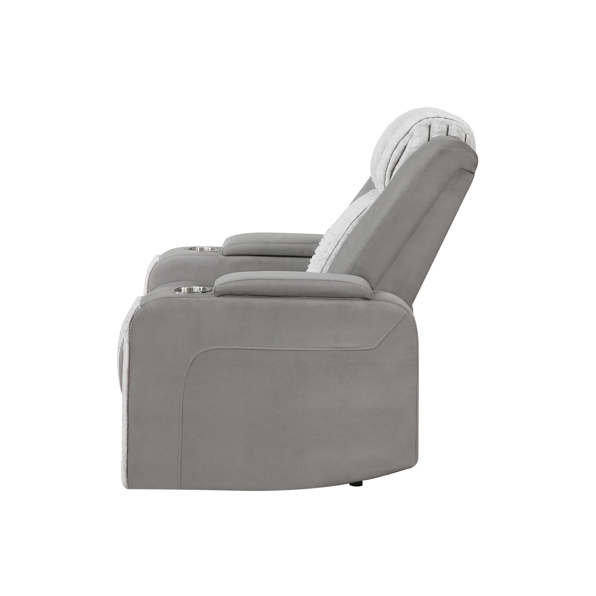 Duran Grey Power Recliner with Power Headrest and LED