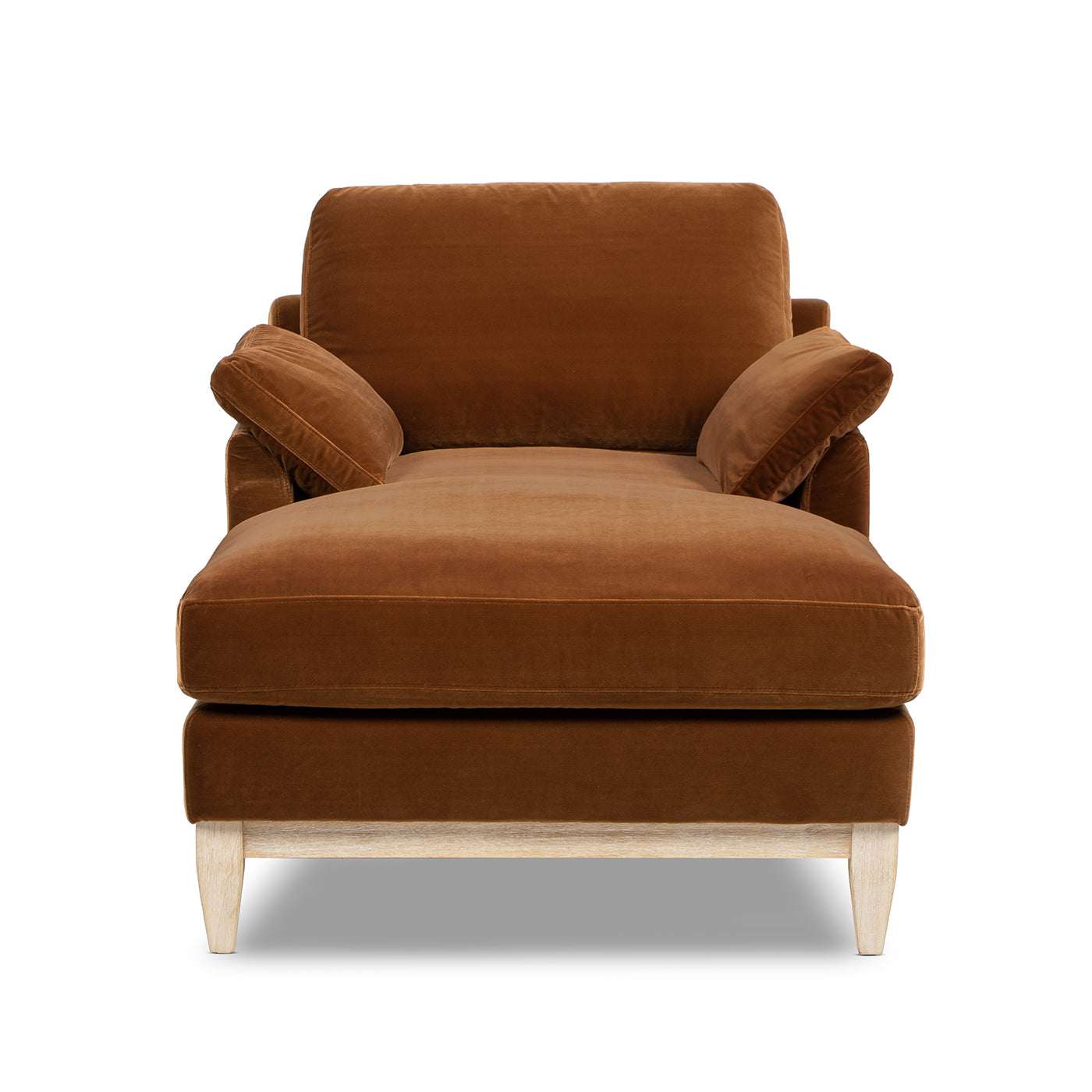 Pasadena Modern Farmhouse Chaise Lounge Chair, Burnt Orange Performance Velvet