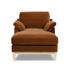 Pasadena Modern Farmhouse Chaise Lounge Chair, Burnt Orange Performance Velvet