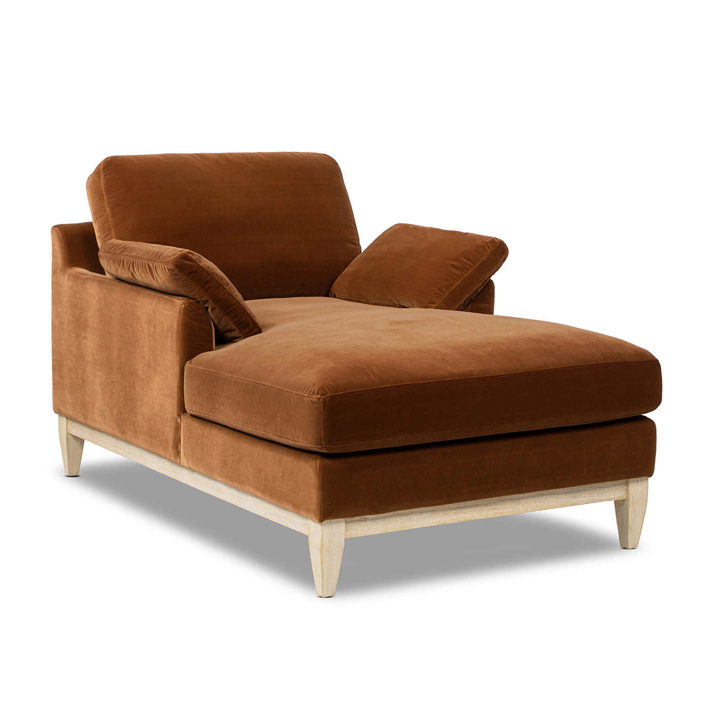 Pasadena Modern Farmhouse Chaise Lounge Chair, Burnt Orange Performance Velvet