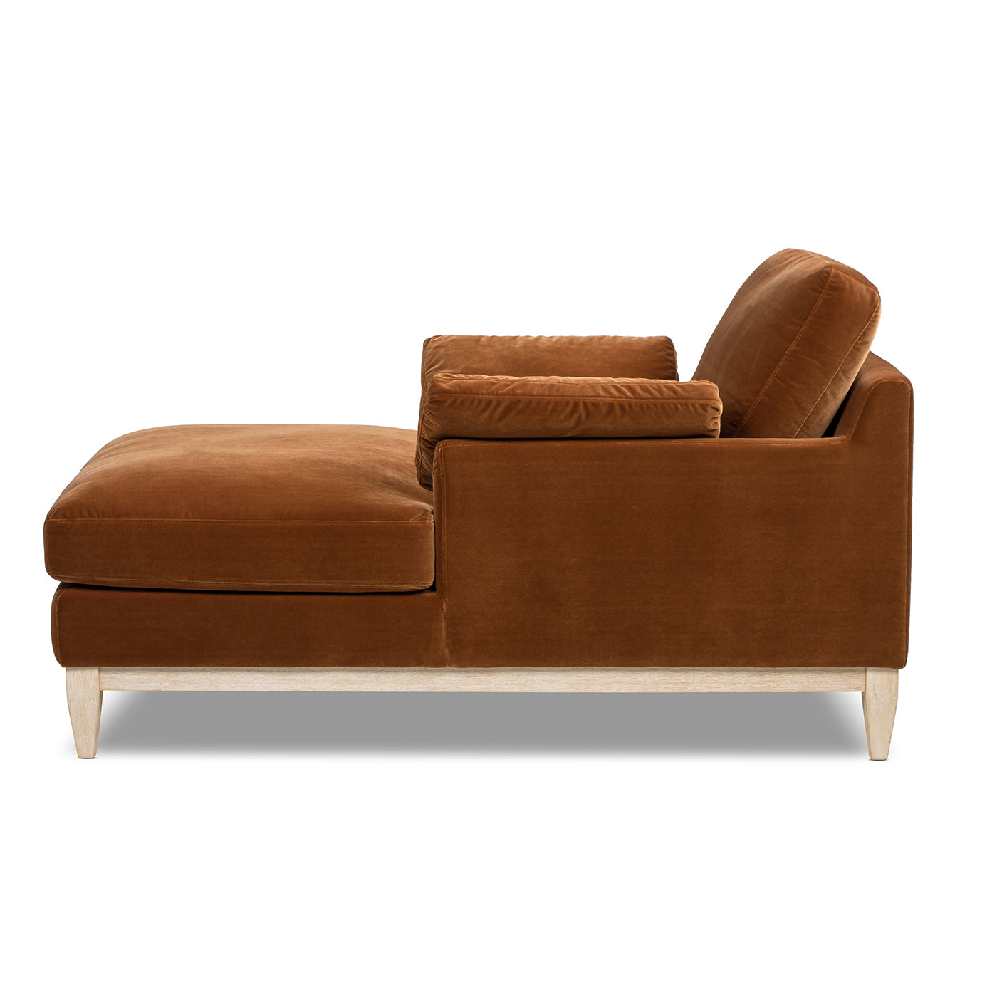 Pasadena Modern Farmhouse Chaise Lounge Chair, Burnt Orange Performance Velvet