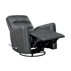 Glider Reclining Chair Swivel Motion Gray Breathable Faux Leather Upholstery Luxury Living Room Furniture, Movie Chair