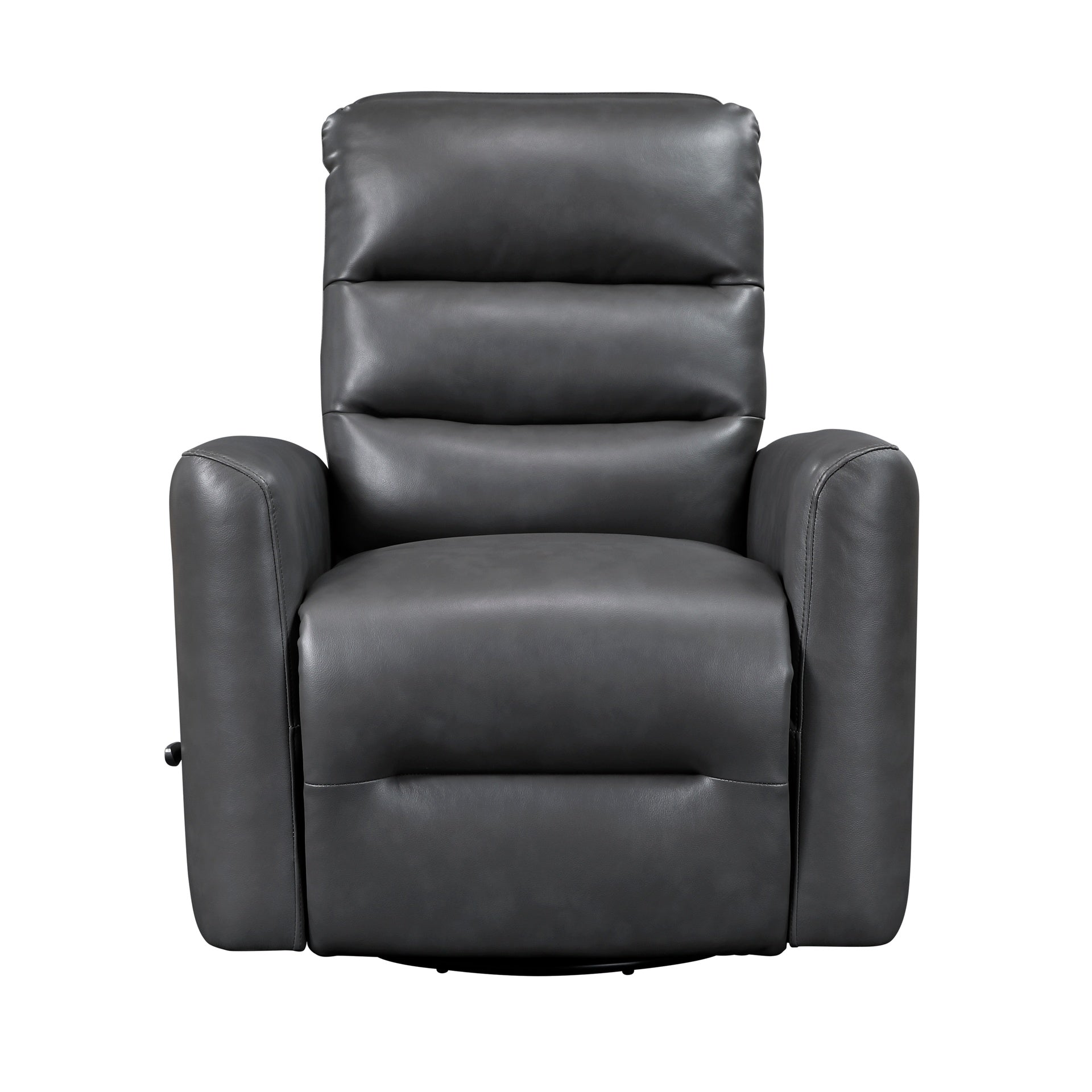 Glider Reclining Chair Swivel Motion Gray Breathable Faux Leather Upholstery Luxury Living Room Furniture, Movie Chair
