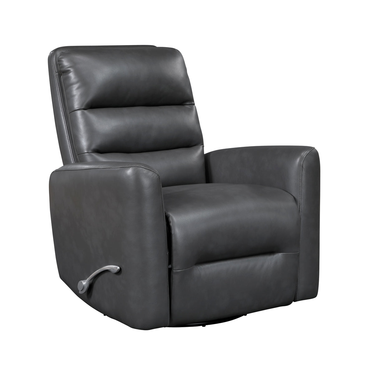 Glider Reclining Chair Swivel Motion Gray Breathable Faux Leather Upholstery Luxury Living Room Furniture, Movie Chair