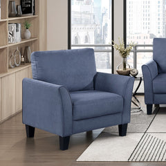 Modern Contemporary Upholstered Chair Blue Plush Seat Comfort Durable Solid Wood Living Room Furniture 1pc
