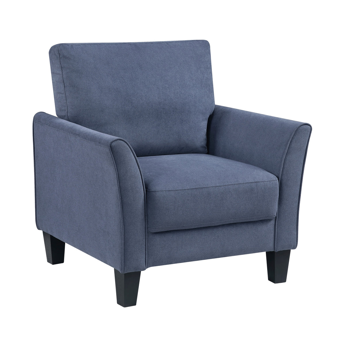 Modern Contemporary Upholstered Chair Blue Plush Seat Comfort Durable Solid Wood Living Room Furniture 1pc